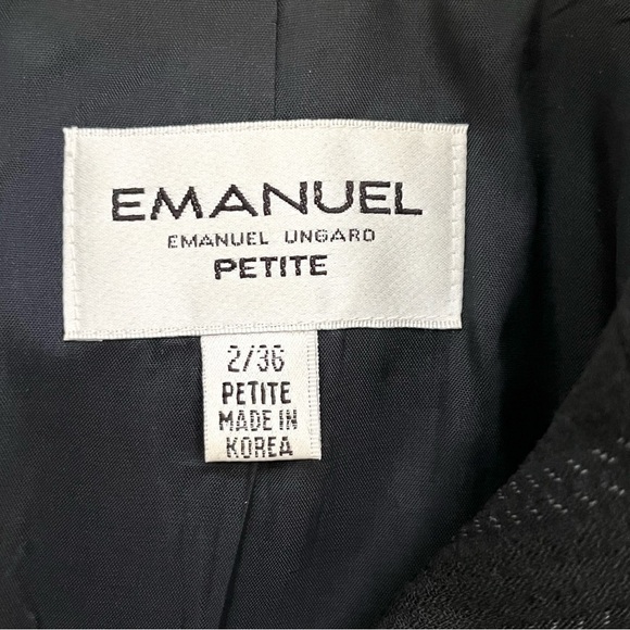 Emanuel Ungaro Vintage Wool Blazer Jacket in Black, Textured Pin Stripes, Sz‎ 2P - Picture 3 of 9